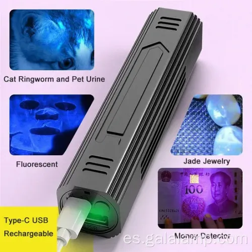 Linterna UV de 365 nm recargable con 5 modos